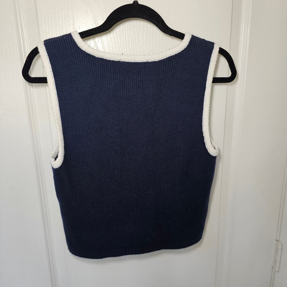 Abercrombie The A&F Mara Button-Up Sweater Vest Navy Sz M - Picture 4 of 4